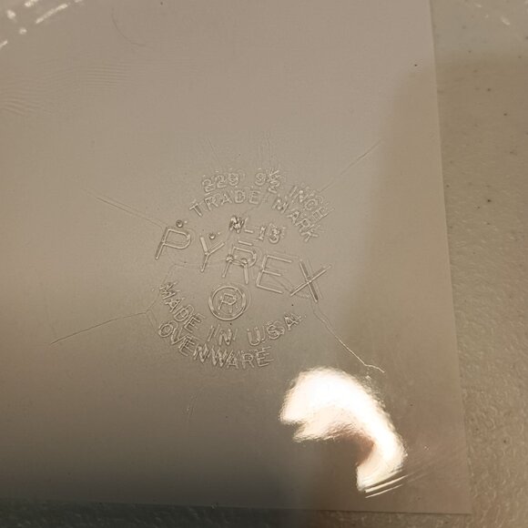 Vintage Pyrex Clear Glass Pie Dish 229 Crimped Edge 9 1/2" Fluted Handles 1 Dish - Picture 2 of 5